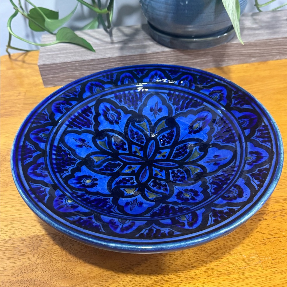 Beautiful MCM Vintage Safi Moroccan Wall Plate Bowl Blue